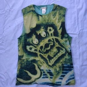 Stretchy Tank top with Chinese dragon print